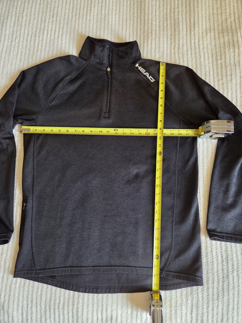 HEAD Menβs 1/4 Zip Pullover L Black Athletic Fleece Running Jacket - Picture 9 of 11